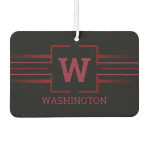 Monogram Red Text on Black Car Air Freshener