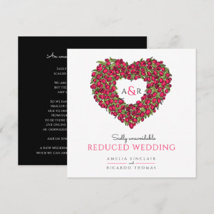 Monogram red tulips heart reduced wedding announcement