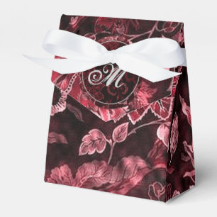Monogram Red Vintage Floral Tent Favour Box