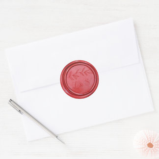 Monogram red Wax Seal Wedding sticker