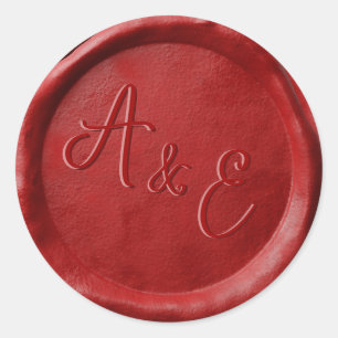 Monogram Red Wedding Wax Seal Stickers