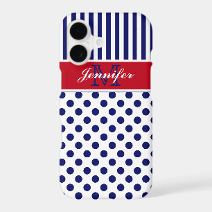 Monogram Red White Blue Striped Dots iPhone 7 Case