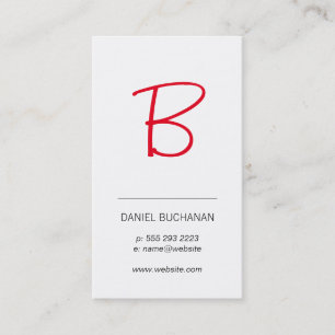 Monogram (red) / White / Minimal Business Card
