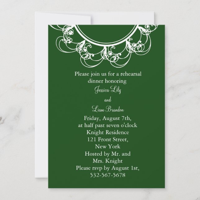 Monogram Rehearsal Dinner (green) Invitation (Front)