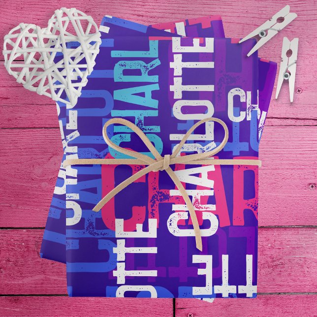 Monogram Repeating Name Pattern Birthday Wrapping Paper Sheet (Creator Uploaded)