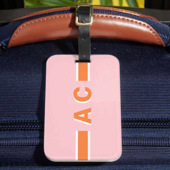 Monogram Retro Bachelorette Personalised Luggage Tag (Front Insitu 2)