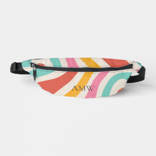 Monogram Retro Colorful Wavy Stripes Fanny Pack