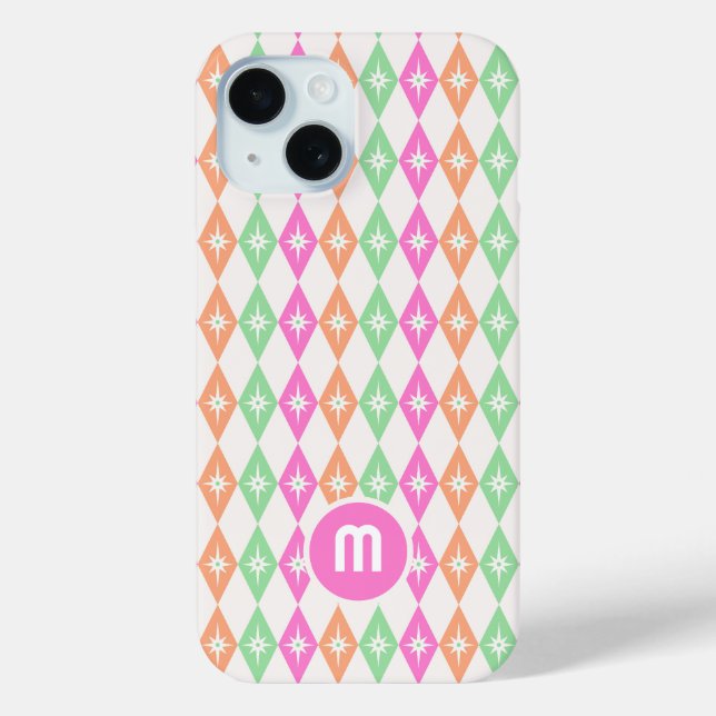 Monogram Retro Diamonds Case-Mate iPhone Case (Back)