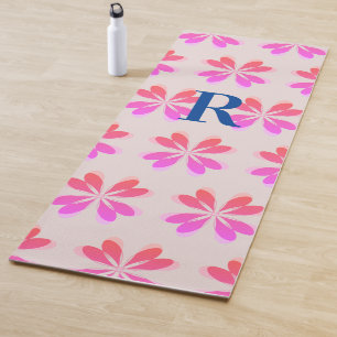 Monogram Retro Flower Pattern Pink Beige Yoga Mat