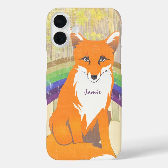Monogram Retro Fox Art Lime Orange Retro iphone 5 Case-Mate iPhone Case (Back)
