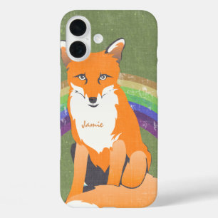 Monogram Retro Fox Art Orange Retro iphone 5 iPhone 16 Plus Case