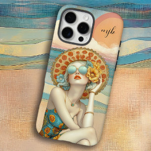 Monogram Retro Glam Summer Beach Woman iPhone 16 Pro Max Case