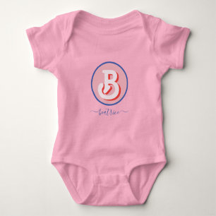 Monogram Retro Hippie 70s Pink Geometric Pastel Baby Bodysuit