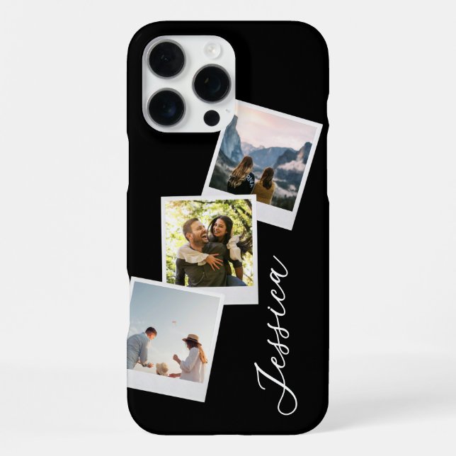 Monogram Retro Instant Photo Collage iPhone Case (Back)