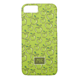 Monogram Retro Little Green Apples Fruit iPhone 8/7 Case