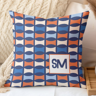 Monogram Retro Mid Century Geometric Pattern Cushion