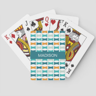 Monogram Retro Mid Century Geometric Pattern Playing Cards