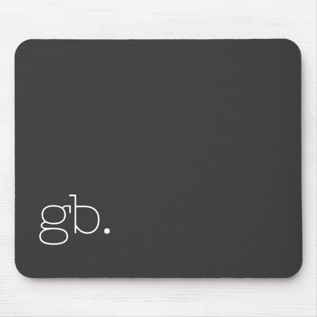 Monogram Retro Minimal Black Mouse Mat (Front)