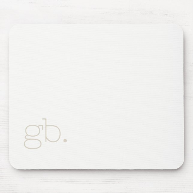 Monogram Retro Minimal White Ivory Mouse Mat (Front)
