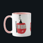 Monogram Retro Red Ski Gondola Lift Personalised Mug<br><div class="desc">Minimalist red gondola lift design for skiers and skiing enthusiasts. Red ski gondola is perfect personalised festive Christmas holiday gift for him or her. Xmas ski skiing skier gifts.</div>