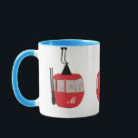 Monogram Retro Red Ski Gondola Lift Personalised Mug<br><div class="desc">Minimalist red gondola lift design for skiers and skiing enthusiasts. Red ski gondola is perfect personalised festive Christmas holiday gift for him or her. Xmas ski skiing skier gifts.</div>