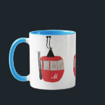 Monogram Retro Red Ski Gondola Lift Personalised Mug<br><div class="desc">Minimalist red gondola lift design for skiers and skiing enthusiasts. Red ski gondola is perfect personalised festive Christmas holiday gift for him or her. Xmas ski skiing skier gifts.</div>