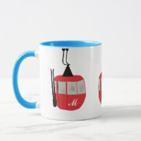 Monogram Retro Red Ski Gondola Lift Personalised