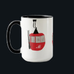 Monogram Retro Red Ski Gondola Lift Personalised Mug<br><div class="desc">Minimalist red gondola lift design for skiers and skiing enthusiasts. Red ski gondola is perfect personalised festive Christmas holiday gift for him or her. Xmas ski skiing skier gifts.</div>