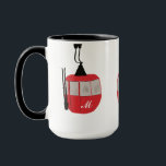Monogram Retro Red Ski Gondola Lift Personalised Mug<br><div class="desc">Minimalist red gondola lift design for skiers and skiing enthusiasts. Red ski gondola is perfect personalised festive Christmas holiday gift for him or her. Xmas ski skiing skier gifts.</div>