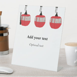 Monogram Retro Red Ski Gondola Lift Personalised Pedestal Sign