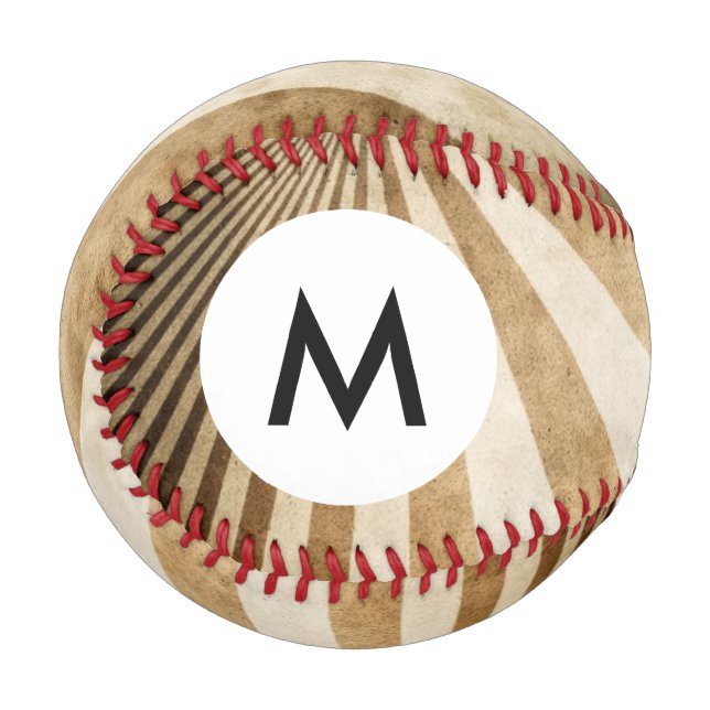 Monogram Retro stripe pattern background Baseball (Front Left)