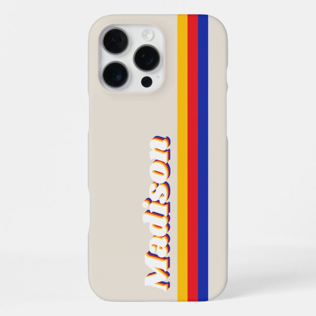 Monogram Retro Stripes iPhone Case (Back)