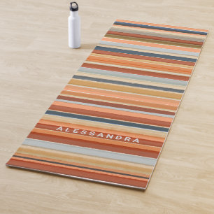 Monogram retro stripes vintage sunset  yoga mat