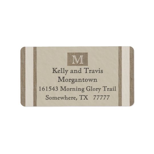 Monogram Return Address Label - Burlap Parchment