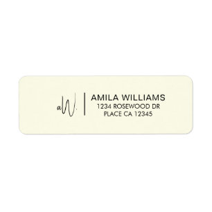 Monogram Return Address Label Minimal Mail Label