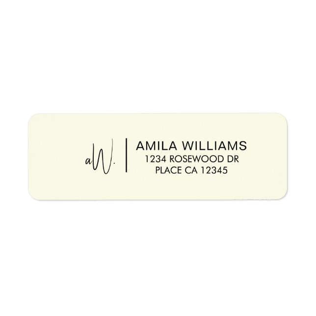Monogram Return Address Label | Minimal Mail Label (Front)