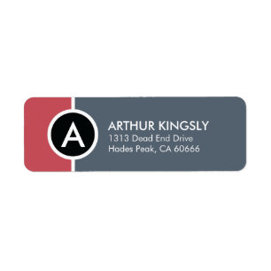 Monogram Return Address Label - Red n' Blue