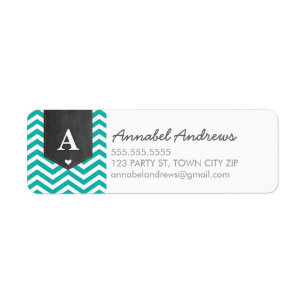 MONOGRAM RETURN ADDRESS modern chevron jade green