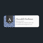 MONOGRAM RETURN ADDRESS modern chevron navy blue<br><div class="desc">A modern, monogrammed design featuring the trendy chevron stripe pattern and personalised with your initial! Setup as a template it is easy to customise with your own text - make it yours! Love the design but want to see it altered - different colour - a different product to complete your...</div>
