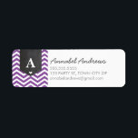MONOGRAM RETURN ADDRESS modern chevron purple<br><div class="desc">A modern, monogrammed design featuring the trendy chevron stripe pattern and personalised with your initial! Setup as a template it is easy to customise with your own text - make it yours! Love the design but want to see it altered - different colour - a different product to complete your...</div>