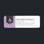 MONOGRAM RETURN ADDRESS modern chevron purple<br><div class="desc">A modern, monogrammed design featuring the trendy chevron stripe pattern and personalised with your initial! Setup as a template it is easy to customise with your own text - make it yours! Love the design but want to see it altered - different colour - a different product to complete your...</div>