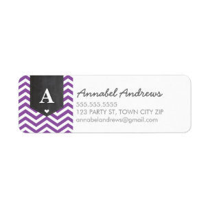 MONOGRAM RETURN ADDRESS modern chevron purple