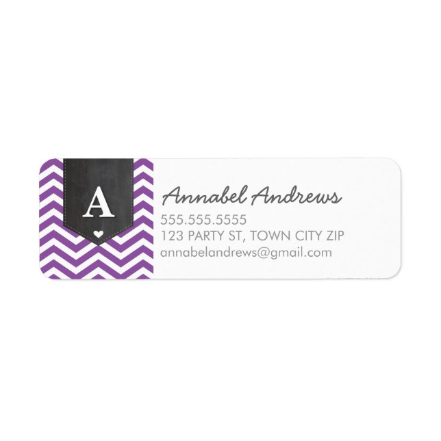 MONOGRAM RETURN ADDRESS modern chevron purple (Front)
