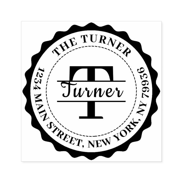 Monogram Return Address Rubber Stamp (Imprint)