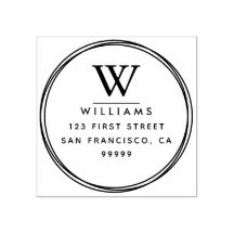 Monogram Return Address Rubber Stamp