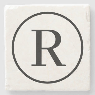 Monogram RF Classic Serif Stone Coaster