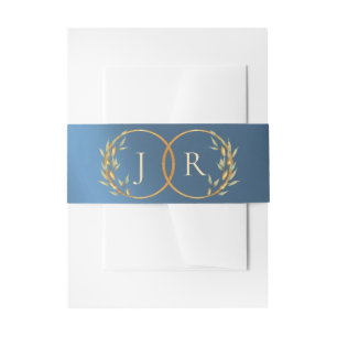 Monogram & Ribbon - Blue Invitation Belly Band