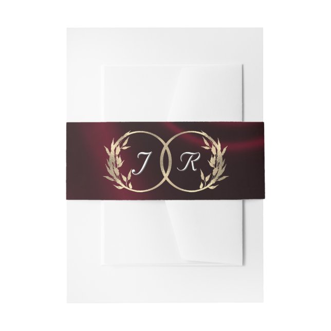 Monogram & Ribbon - Burgundy Invitation Belly Band (Front Example)