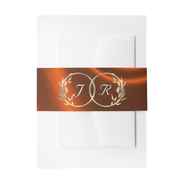 Monogram & Ribbon - Copper Invitation Belly Band (Front Example)