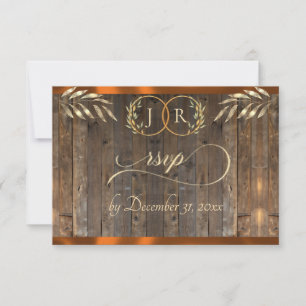Monogram & Ribbon - Copper RSVP Card